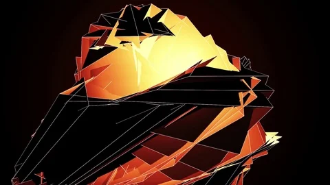 Beautiful Abstract Orange Polygonal Surface Moving In 3d Animation. Dark Tria Video stock 82436867