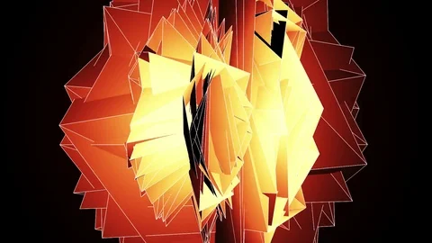 Beautiful Abstract Orange Polygonal Surface Moving In 3d Animation. Dark Tria Stock-Footage 82442810