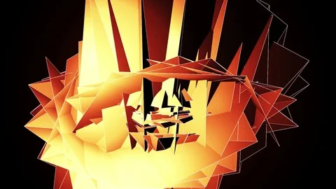 Beautiful Abstract Orange Polygonal Surface Moving In 3d Animation. Dark Tria Vídeo Stock 82444964