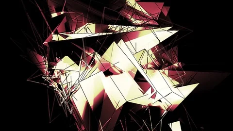 Beautiful Abstract Orange Polygonal Surface Moving In 3d Animation. Dark Tria Stock Footage 82445988