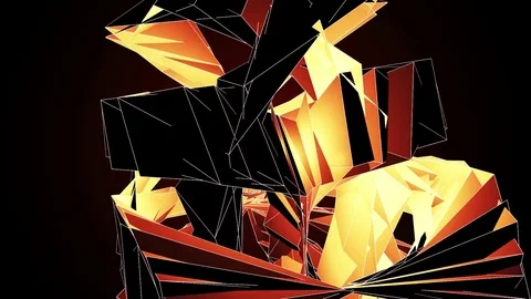 Beautiful Abstract Orange Polygonal Surface Moving In 3d Animation. Dark Tria Video stock 82466664