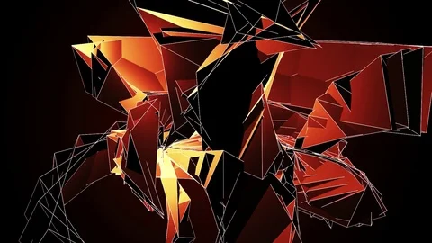 Beautiful Abstract Orange Polygonal Surface Moving In 3d Animation. Dark Tria Stock-Footage 82473895
