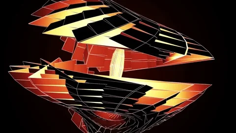 Beautiful Abstract Orange Polygonal Surface Moving In 3d Animation. Dark Tria 스톡 동영상 82520155