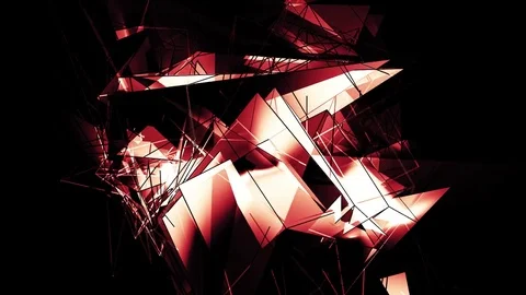 Beautiful Abstract Orange Polygonal Surface Moving In 3d Animation. Dark Tria Stock Footage 82617656