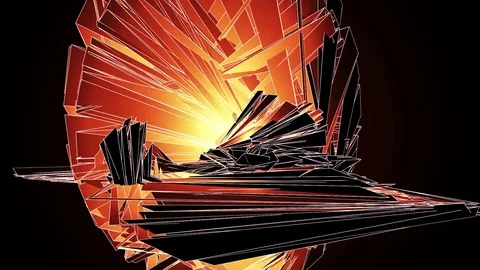 Beautiful Abstract Orange Polygonal Surface Moving In 3d Animation. Dark Tria Vidéo 82618314