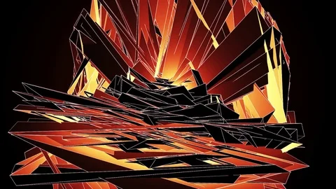 Beautiful Abstract Orange Polygonal Surface Moving In 3d Animation. Dark Tria Vídeo Stock 82622928