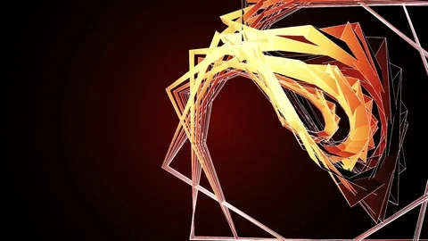 Beautiful Abstract Orange Polygonal Surface Moving In 3d Animation. Dark Tria Stock Footage 82625454