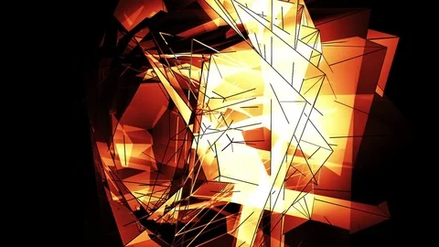 Beautiful Abstract Orange Polygonal Surface Moving In 3d Animation. Dark Tria Stock-Footage 82696140