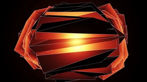 Beautiful Abstract Orange Polygonal Surface Moving In 3d Animation. Dark Tria Stock Footage 82706034