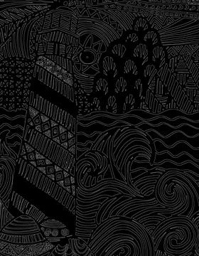 Beautiful abstract pattern on a black background. Stock Illustration