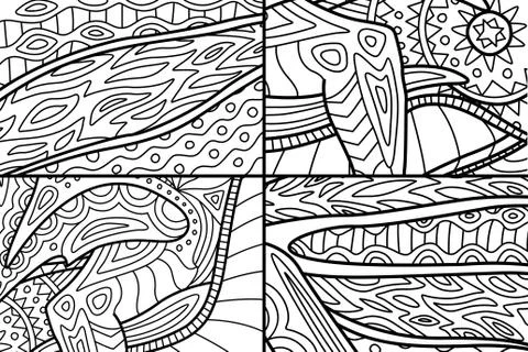 Beautiful abstract patterns for coloring book pages Stock Illustration