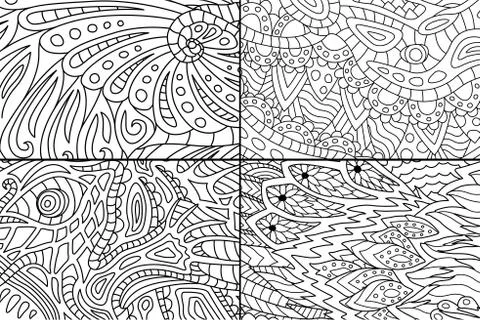Beautiful abstract patterns for coloring book pages Stock Illustration