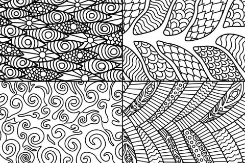 Beautiful abstract patterns for coloring book pages Stock Illustration