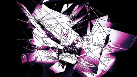 Beautiful Abstract Pink Polygonal Surface Moving In 3d Animation. Dark Triang Video stock 82445216