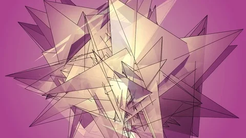 Beautiful Abstract Pink Polygonal Surface Moving In 3d Animation. Bright Tria Stock-Footage 82445462