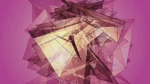 Beautiful Abstract Pink Polygonal Surface Moving In 3d Animation. Bright Tria Vídeos de archivo 82445750