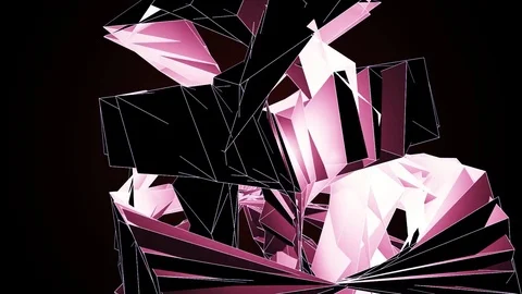 Beautiful Abstract Pink Polygonal Surface Moving In 3d Animation. Dark Triang Video stock 82453525