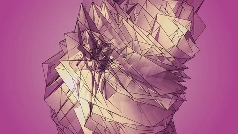 Beautiful Abstract Pink Polygonal Surface Moving In 3d Animation. Bright Tria Stock Footage 82471402