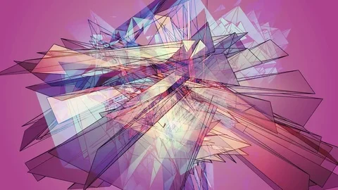 Beautiful Abstract Pink Polygonal Surface Moving In 3d Animation. Bright Tria Видео 82481761