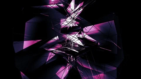 Beautiful Abstract Pink Polygonal Surface Moving In 3d Animation. Dark Triang Video stock 82496438