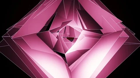 Beautiful Abstract Pink Polygonal Surface Moving In 3d Animation. Dark Triang 스톡 동영상 82522926