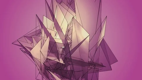Beautiful Abstract Pink Polygonal Surface Moving In 3d Animation. Bright Tria Stock Footage 82558116