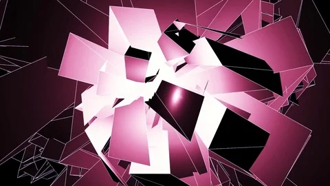 Beautiful Abstract Pink Polygonal Surface Moving In 3d Animation. Dark Triang Stock-Footage 82579101