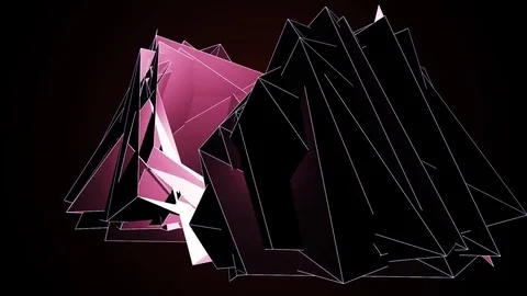 Beautiful Abstract Pink Polygonal Surface Moving In 3d Animation. Dark Triang Stock-Footage 82696963