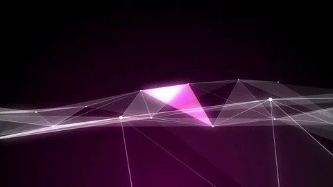 Beautiful Abstract Pink Polygonal Surface Moving In 3d Animation. Dark Triangles Stock Footage 97048621