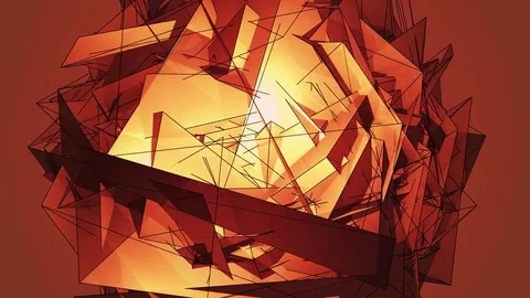 Beautiful abstract red polygonal surface moving in animation. Bright Triangle Video stock 82767480
