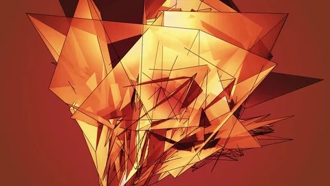 Beautiful abstract red polygonal surface moving in animation. Bright Triangle Video stock 82768751
