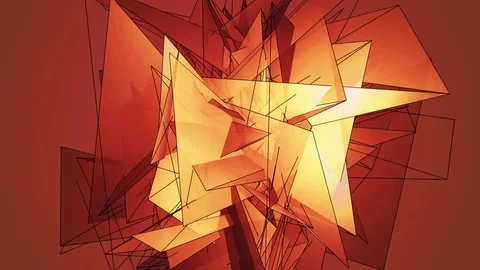 Beautiful abstract red polygonal surface moving in animation. Bright Triangle Video stock 82774014