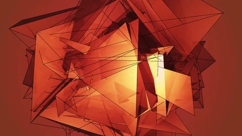 Beautiful abstract red polygonal surface moving in animation. Bright Triangle Video stock 82774572