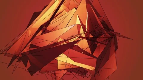 Beautiful abstract red polygonal surface moving in animation. Bright Triangle Video stock 82798169