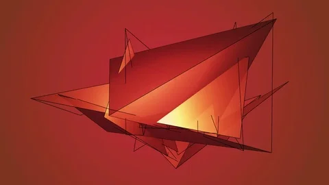 Beautiful abstract red polygonal surface moving in animation. Bright Triangle Video stock 82799689