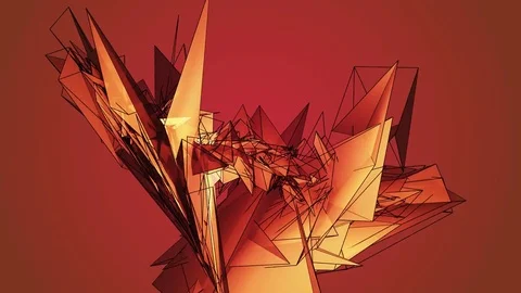 Beautiful abstract red polygonal surface moving in animation. Bright Triangle 動画素材 82800469