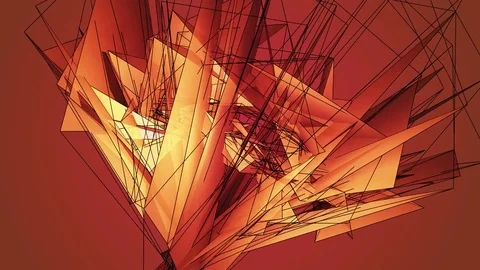Beautiful abstract red polygonal surface moving in animation. Bright Triangle Video stock 82801387