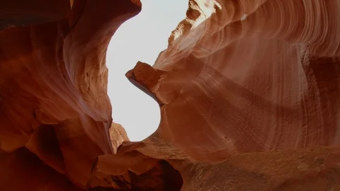 Beautiful abstract red rock formations in Antelope Canyon, Arizona. 4K UHD RAW Stock Footage 112123862