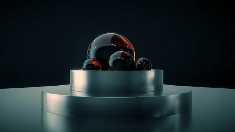 Beautiful abstract scene.Glass dynamic balls falling and   interacting. Stock Footage 132873877