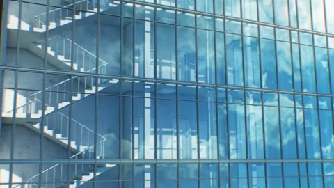 Beautiful Abstract Skyscraper Facade Moving Seamless with Sky Reflections Vídeos de archivo 112027127