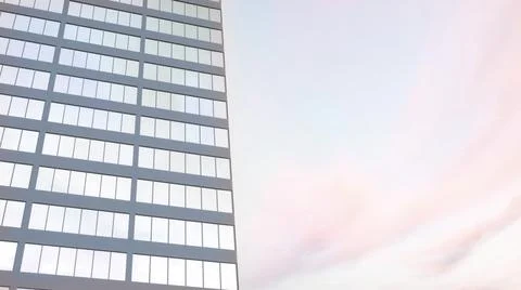 Beautiful abstract skyscraper facade with sky reflections. 3d rendering Ilustración de archivo