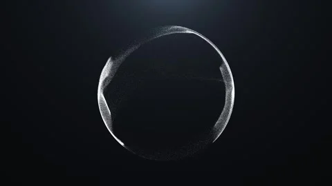 A beautiful abstract sphere made of white glowing particles on a dark background Stock Footage 316817372
