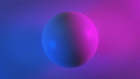 Beautiful Abstract Sphere on Surface in Blue and Purple Ultraviolet Light Looped Stock Footage 104052892