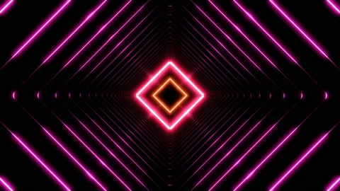 Beautiful Abstract Square Tunnel with Light Lines Moving Fast. Different Colors Video stock 90331605