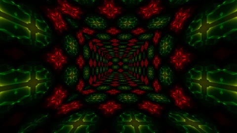 Beautiful Abstract Square Tunnel with Red Light Lines Moving Fast. Video stock 114923909