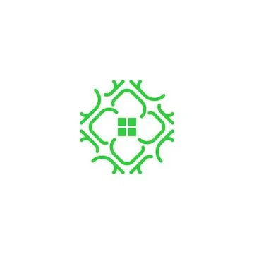 Beautiful abstract tree root or twig house. Vector logo icon template Stock Illustration