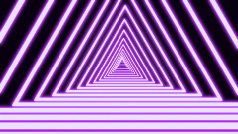 Beautiful abstract triangle tunnel composed of vivid orange-green neon light Stock Footage 115350524