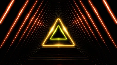 Beautiful Abstract Triangle Tunnel with Light Lines Moving Fast. Different Stock-Footage 90300915
