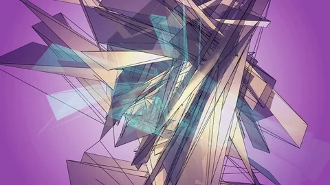 Beautiful Abstract Violet Polygonal Surface Moving In 3d Animation. Bright Tr Video stock 82435968