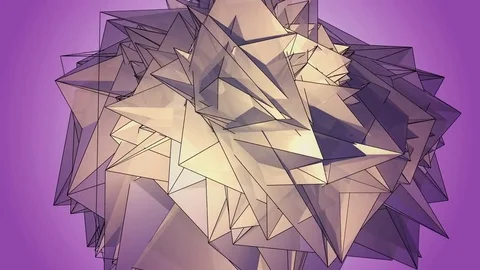 Beautiful Abstract Violet Polygonal Surface Moving In 3d Animation. Bright Tr Видео 82452829